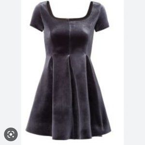 Maje Velvet Pleated Skater Dress Slate Navy Blue maje 2